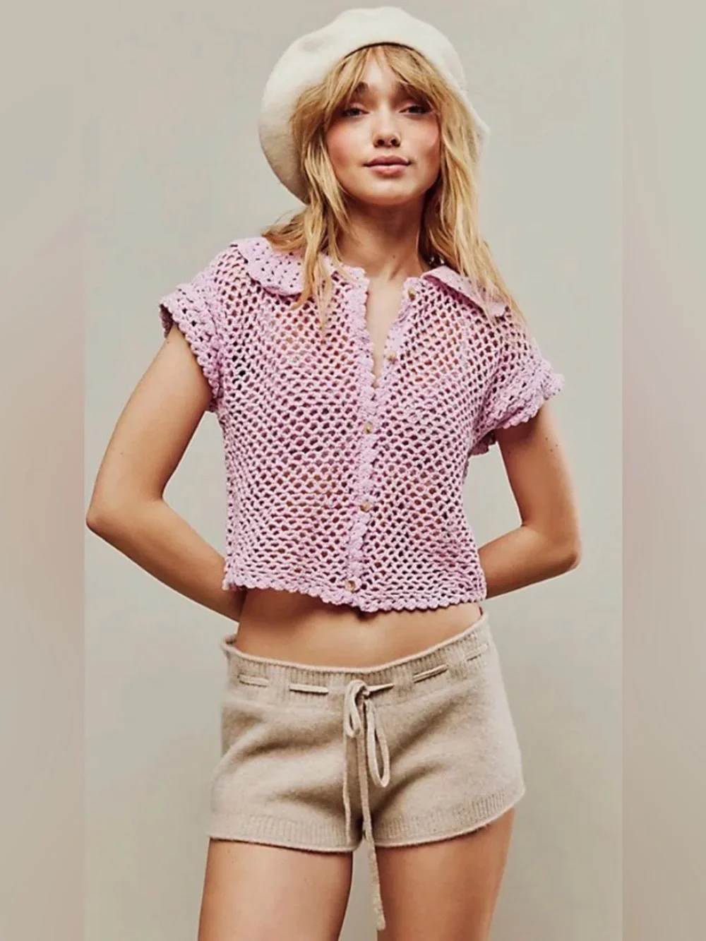 Free People Lily Crochet Top in Candy Lilac, size Small, NWT - Picture 2 of 9